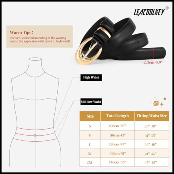 2 Pack Women\'s PU Leather Belts with Gold Silver Buckle for Jeans Dress main image 5